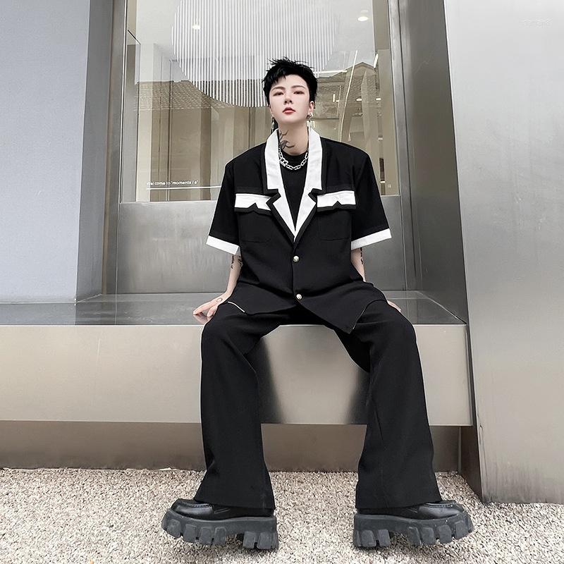 Men's Casual Shirts Summer Personalized Black And White Stitching Design Men's Suit Collar Short Sleeve Korean Large Loose Shirt
Men's Casual Shirts Summer Personalized Black And White Stitching Design Men's Suit Collar Short Sleeve Korean Large Loose Shirt
