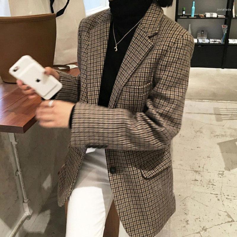 Women's Suits Retro Plaid Wool Suit Jacket Women 2022 Spring Autumn Plus Size Blazer Women's Fat Mm Slim Coat 200kg 
Women's Suits Retro Plaid Wool Suit Jacket Women 2022 Spring Autumn Plus Size Blazer Women's Fat Mm Slim Coat 200kg