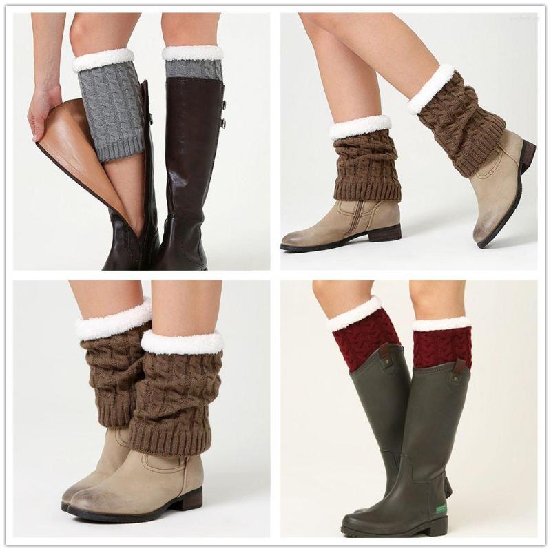 Women Socks Winter Ankle Warmer Short Crochet Soft Plus Fleece Knitted Boot, Black