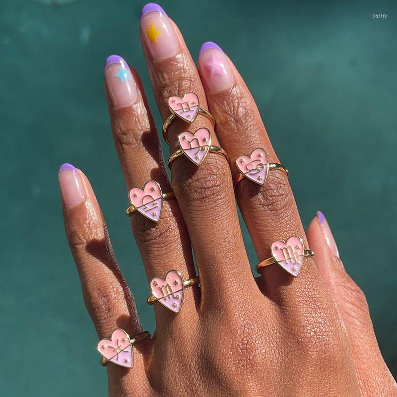 Cluster Rings Ins 12 Constellation Ring Vintage Pink Purple Heart Zodiac For Women Girls Fashion Jewelry Gift
Cluster Rings Ins 12 Constellation Ring Vintage Pink Purple Heart Zodiac For Women Girls Fashion Jewelry Gift