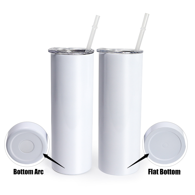 20oz Sublimation Straight Tumblers blank glossy matte glitter white silver Skinny tumbler with lid straw rubber bottom Stainless steel vacuum insulate