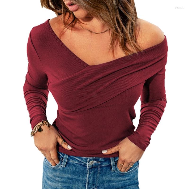 Women' T Shirts Sexy T-shirt V-Neck Off Shoulder Casual Wrap Ribbed Knit Top Tees Shirt MXMA, Black
Women' T Shirts Sexy T-shirt V-Neck Off Shoulder Casual Wrap Ribbed Knit Top Tees Shirt MXMA, Black