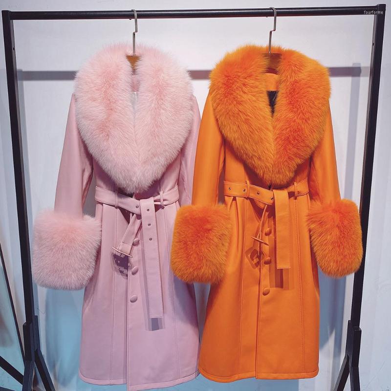 Women' Leather Ladies Real Coat Long With Fluffy Fur Collar And Cuff Sheep Windbreak, As show
Women' Leather Ladies Real Coat Long With Fluffy Fur Collar And Cuff Sheep Windbreak, As show