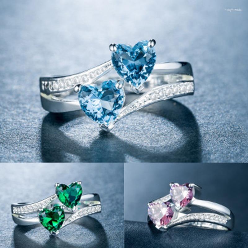 Wedding Rings Colorful Silver Plated Charming Jewelry Fashion Zircon Double Love Ring
Wedding Rings Colorful Silver Plated Charming Jewelry Fashion Zircon Double Love Ring