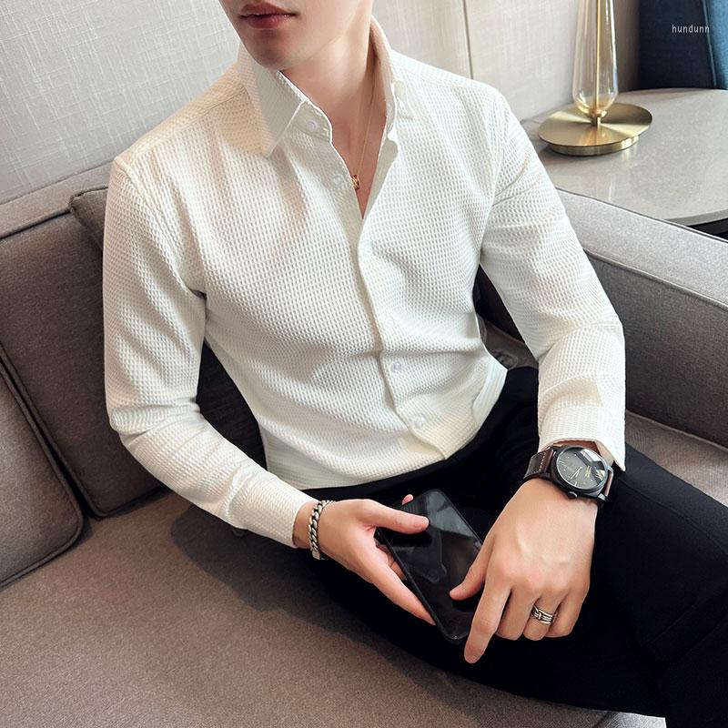 Men's Casual Shirts High Quality Waffle Men Long Sleeve Business Formal Dress Shirt Camisa Masculina Social Streetwear Clothing, White
Men's Casual Shirts High Quality Waffle Men Long Sleeve Business Formal Dress Shirt Camisa Masculina Social Streetwear Clothing, White
