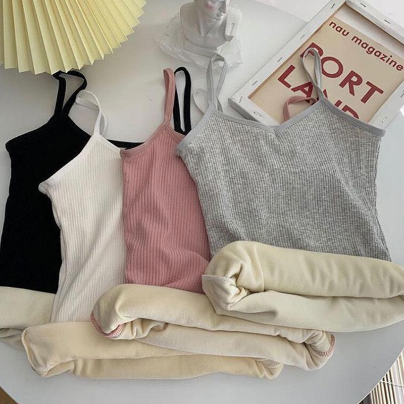 Camisoles & Tanks Winter Velvet Padded Vest Women Solid Color Slim Spaghetti Thermal Underwear Camisole Warm Sling Top, Black
Camisoles & Tanks Winter Velvet Padded Vest Women Solid Color Slim Spaghetti Thermal Underwear Camisole Warm Sling Top, Black