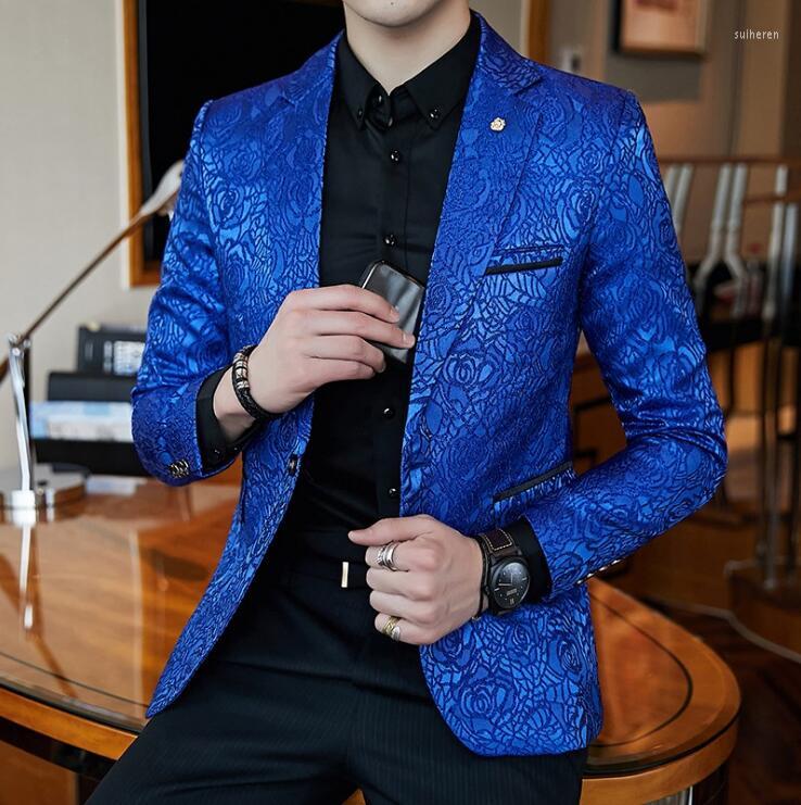 

Men's Suits Chaqueta Entallada Con Estampado Para Hombre Blazer Elegante De Color Azul Real Negro Negocios Fiesta Boda Coa, Black