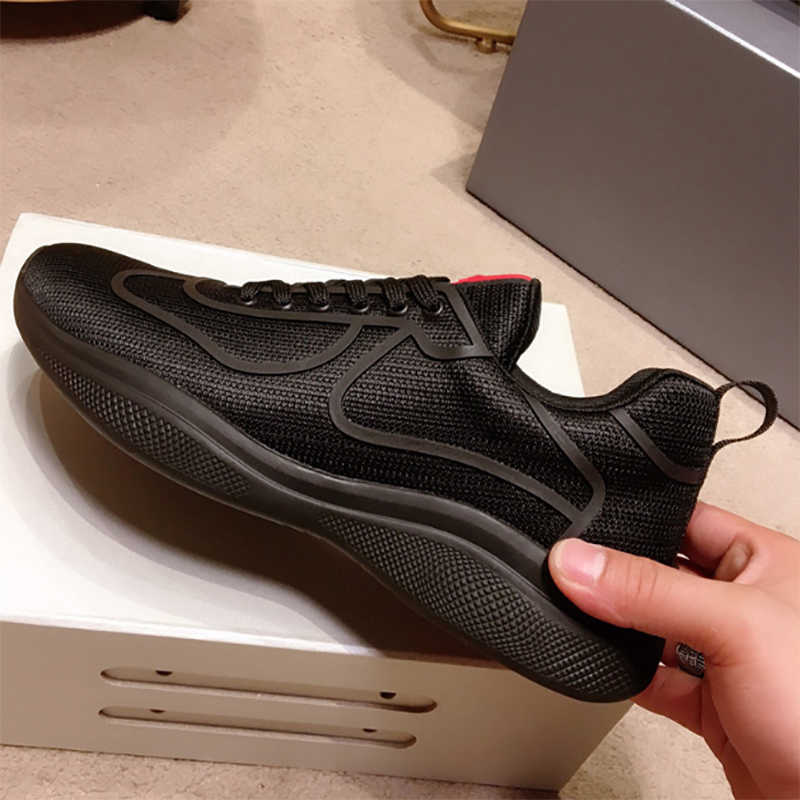 2022 Bike Fabric Sneakers Mens Designer Sneakers Running Shoes Rubber Trim Red Line Mesh Lace Up Outdoor Casual Shoes Top Quality With Box 309