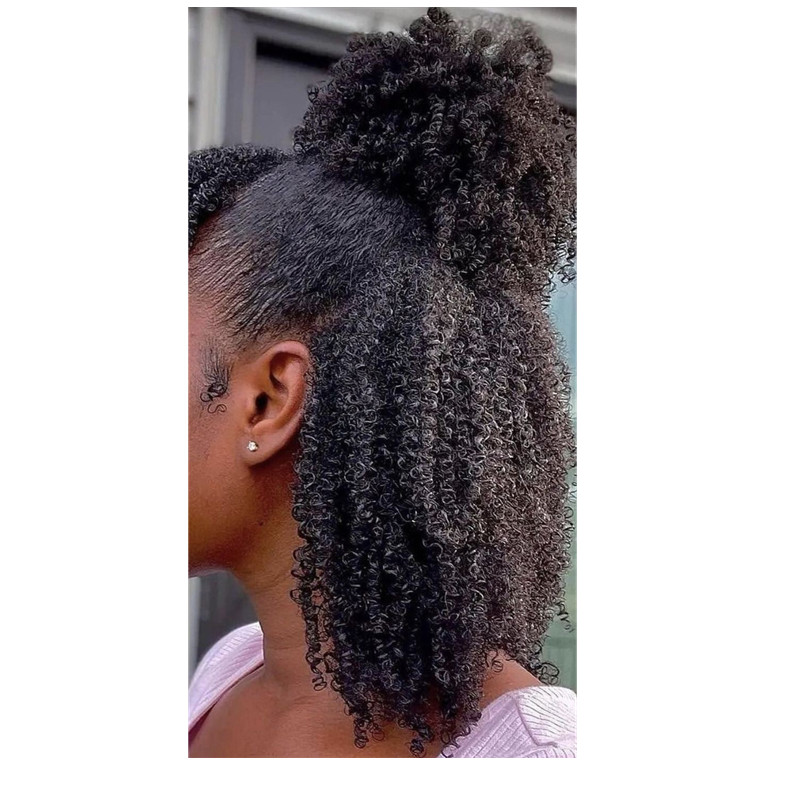 4c afro ponytail Human Hair Extensions Draw String Pony tails Jerry Kinky Curly Virgin remy Clip In Ponytail Extension for Black Women Diva1