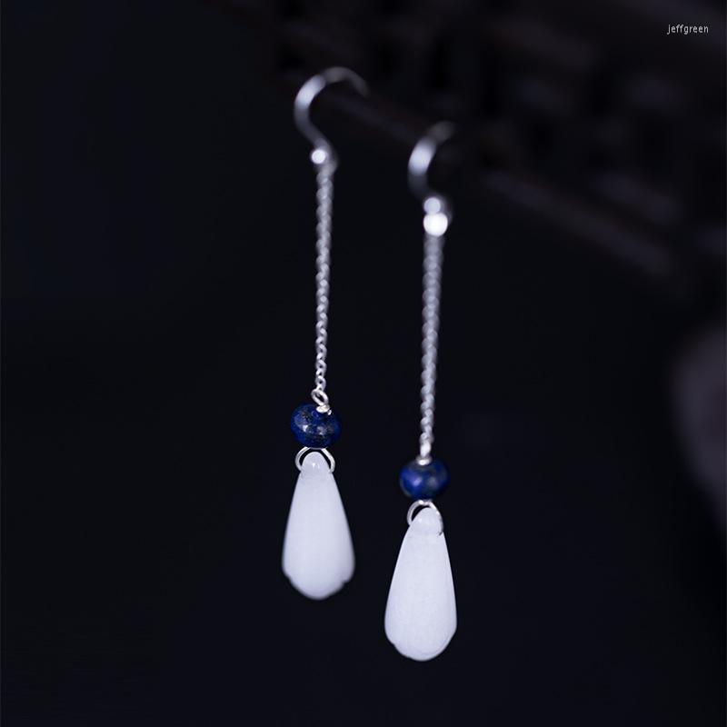 Dangle Earrings Real S925 Sterling Silver Magnolia Flower Jade Long Drop For Women China Vintage Style Lady Party Dinner Jewelry
Dangle Earrings Real S925 Sterling Silver Magnolia Flower Jade Long Drop For Women China Vintage Style Lady Party Dinner Jewelry