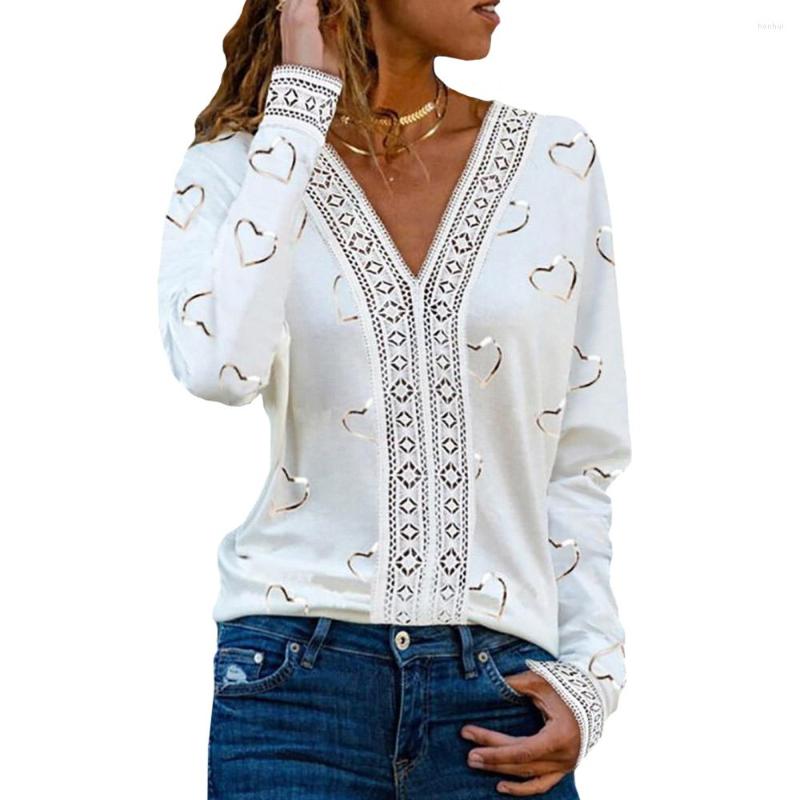 Women' Blouses Fashion Lace Stitching Office Lady Elegant Tops Heart-Shaped Print White Long Sleeve Sexy V Neck Loose Female Pullover
Women' Blouses Fashion Lace Stitching Office Lady Elegant Tops Heart-Shaped Print White Long Sleeve Sexy V Neck Loose Female Pullover
