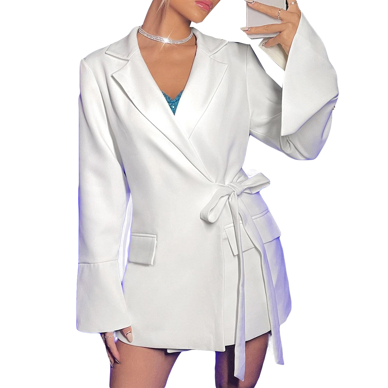 Blazer Dress Suit Women 2023 New Spring Long Sleeve Jacket Elegant Formal Office Ladies Double Breasted White Black Vestidos