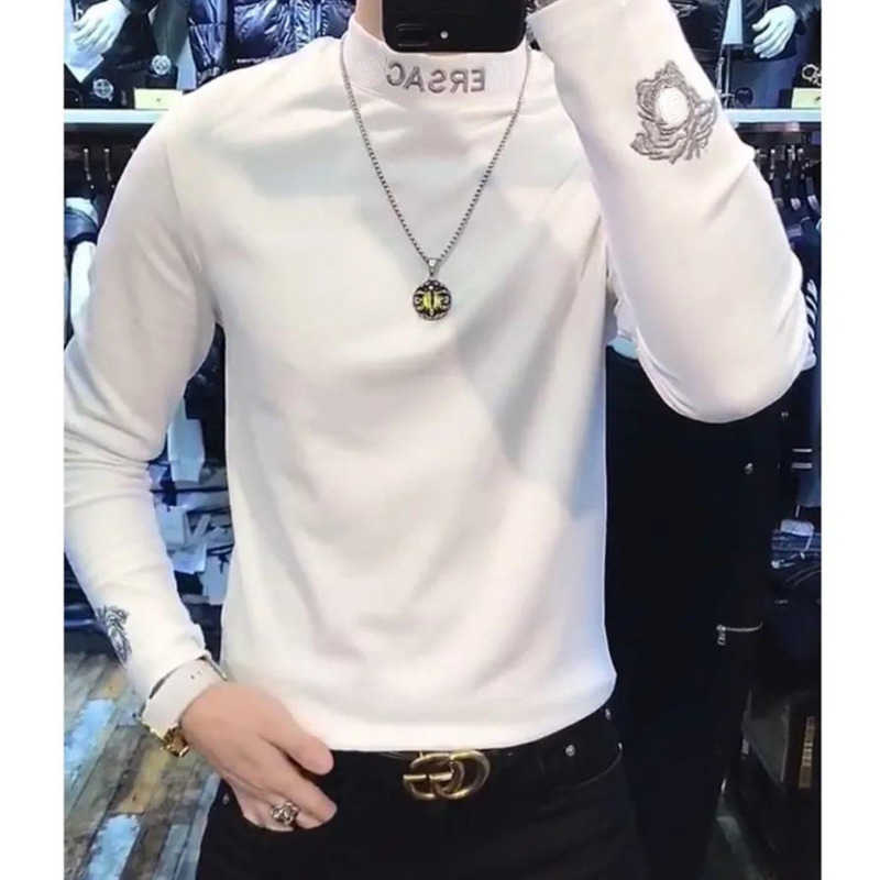 Designer sweatshirt autumn winter fleece long sleeved tshirt half-high collar pullover sweater warm bottoming shirt, White
Designer sweatshirt autumn winter fleece long sleeved tshirt half-high collar pullover sweater warm bottoming shirt, White
