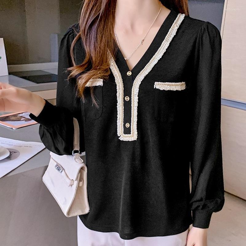 Women's Blouses Autumn Chiffon Shirt 2022 Trendy Loose Sweet Office V-neck Shirts Work Lady Slim Blouse Casual Long-sleeve Tops Women Blusas, Black
Women's Blouses Autumn Chiffon Shirt 2022 Trendy Loose Sweet Office V-neck Shirts Work Lady Slim Blouse Casual Long-sleeve Tops Women Blusas, Black