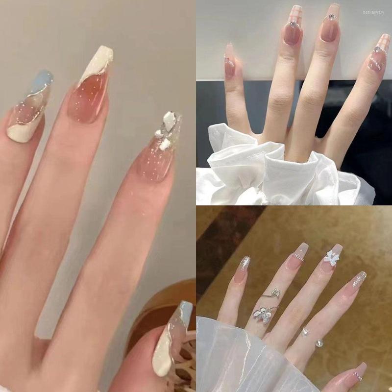 False Nails 24pcs Long Ballerina French Rhinestone Pink Cute Glitter Chain Butterfly Nials Press On Full Cover, D-97
False Nails 24pcs Long Ballerina French Rhinestone Pink Cute Glitter Chain Butterfly Nials Press On Full Cover, D-97