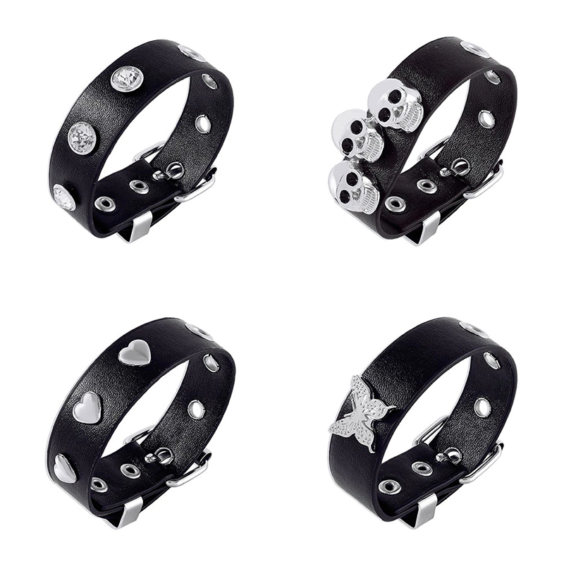 2023 Punk Rivet Nightclub Trend Bracelet Skull Bracelets Bangle Crystal Heart Gothic Fashion Jewelry wholesale