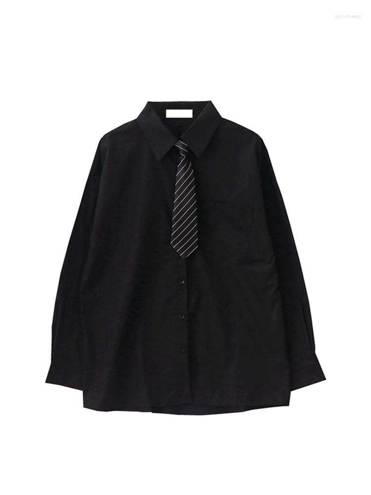 Women's Blouses Preppy Style Women Autumn Turn-down Collar Over-shirt Single Breasted Long Sleeve Tie Decoration Shirt Y2K Loose Casual, Black
Women's Blouses Preppy Style Women Autumn Turn-down Collar Over-shirt Single Breasted Long Sleeve Tie Decoration Shirt Y2K Loose Casual, Black