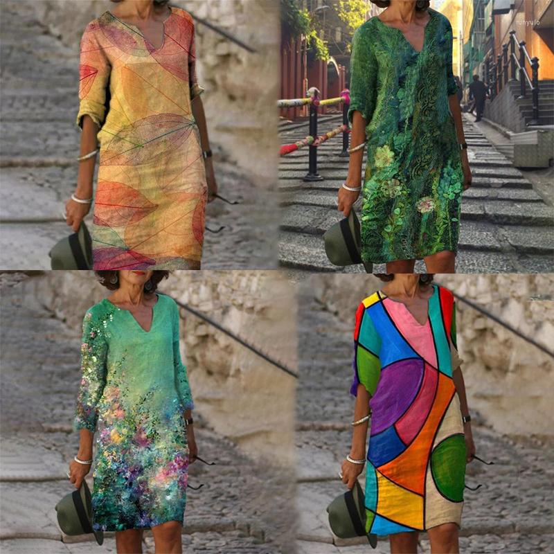 Casual Dresses Colorful Printing Rendering Fashion V-neck Middle Sleeve Waist Pullover Dress, Flower
Casual Dresses Colorful Printing Rendering Fashion V-neck Middle Sleeve Waist Pullover Dress, Flower
