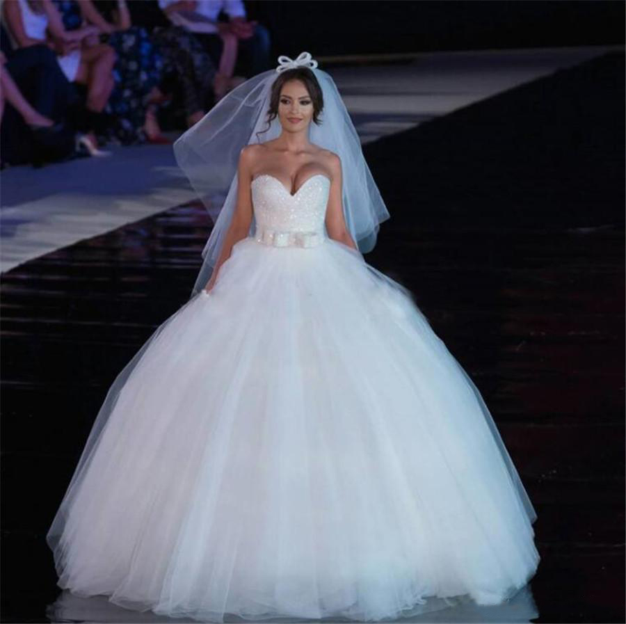 Strapless Sequin Bodice Ball Gowns Princess Wedding Dress Beautiful Brides Dress Wedding Gowns For Spring Summer