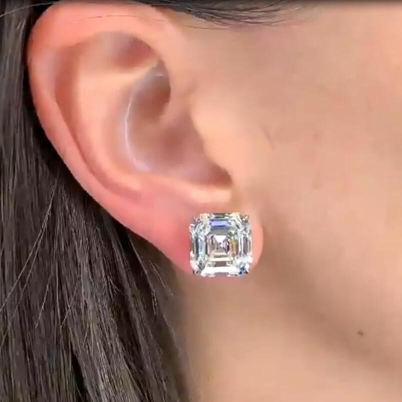 Classical Jewelry Stud Earring 925 Sterling Silver Emerlad Cubic Zircon CZ Diamond Gemstones Party Women Wedding Earring For Lover Gift