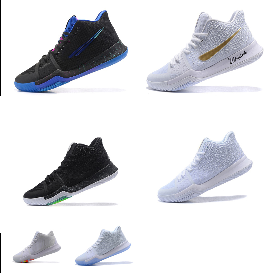 Mens Kyrie Irving 3 basketball shoes 3s Christmas White and Gold Chrome Black Ice Blue Flip the switch Easter TS EYBL sneakers tennis with box, Black white
Mens Kyrie Irving 3 basketball shoes 3s Christmas White and Gold Chrome Black Ice Blue Flip the switch Easter TS EYBL sneakers tennis with box, Black white