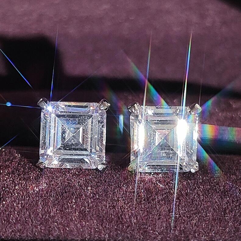 Classical Jewelry Stud Earring 925 Sterling Silver Emerlad Cubic Zircon CZ Diamond Gemstones Party Women Wedding Earring For Lover Gift