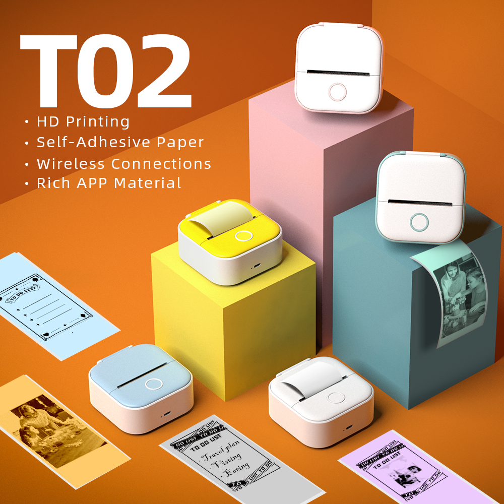 Printers Phomemo T02 Mini Portable Thermal Printing 53mm Sticker Wireless Inkless Pocket Self adhesive Label 221220
Printers Phomemo T02 Mini Portable Thermal Printing 53mm Sticker Wireless Inkless Pocket Self adhesive Label 221220