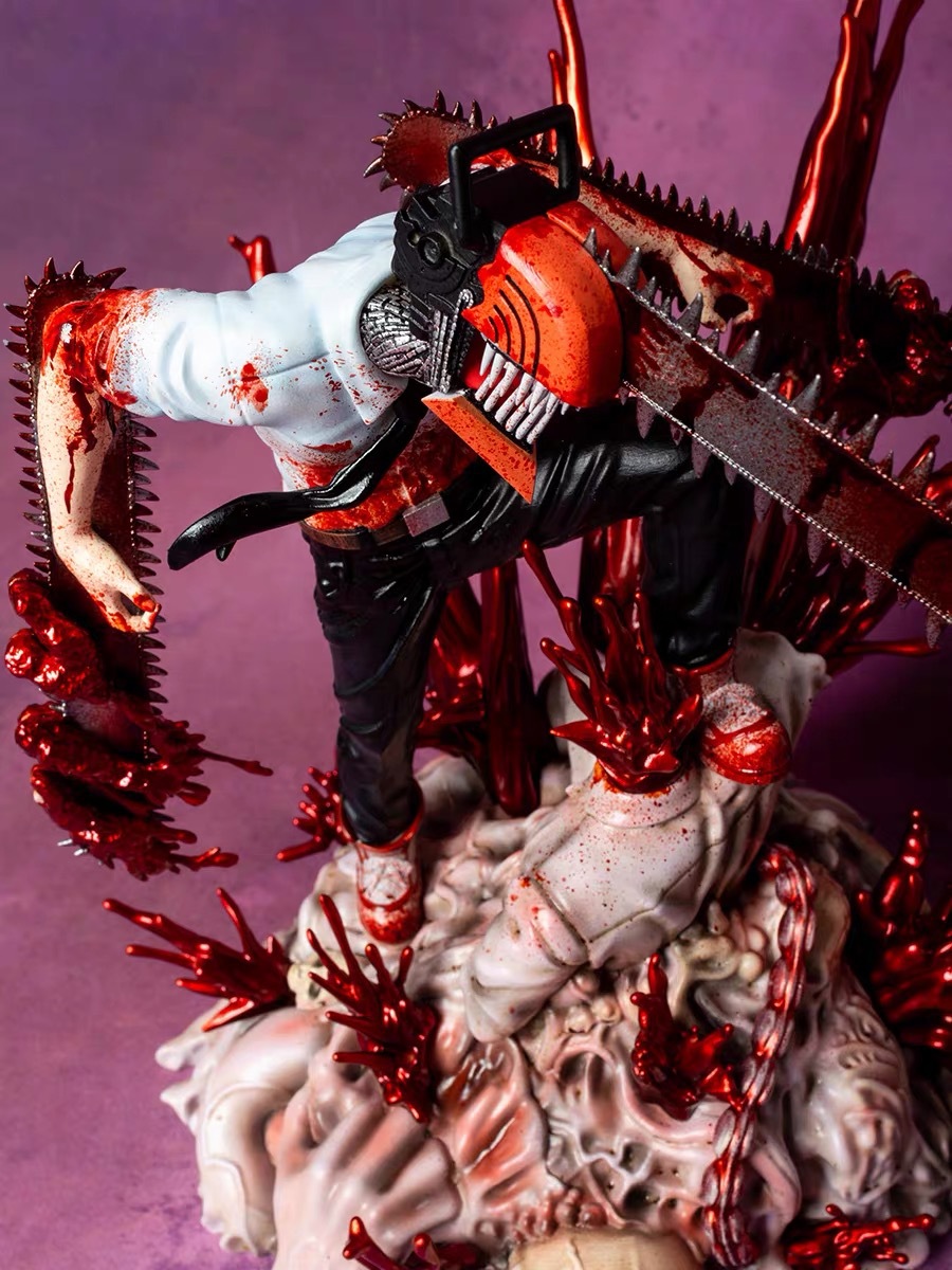 Decompression Toy 30cm Chainsaw Man Denji Pochita Figure Denji Power Action Figurines Chainsawman Scene Model Adult Statue Doll Toy Anime Gi