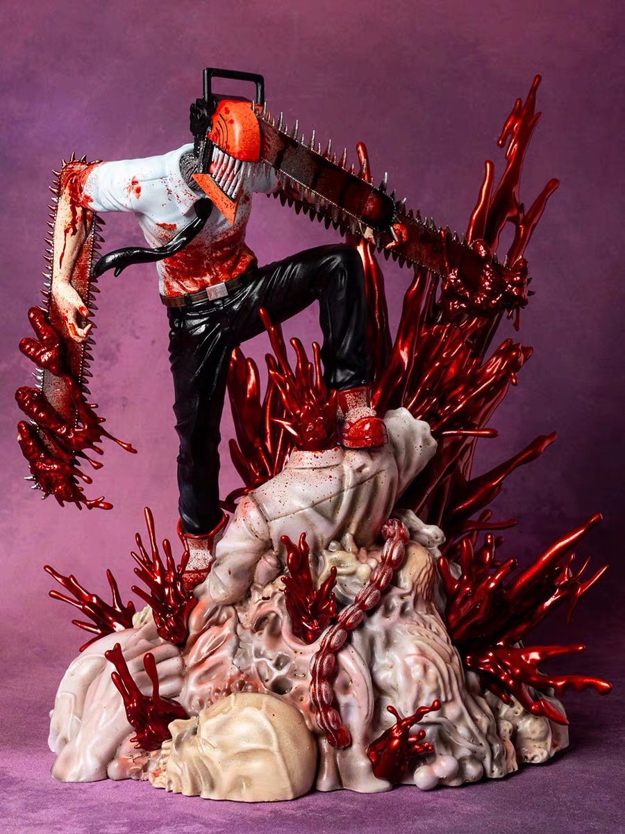 Decompression Toy 30cm Chainsaw Man Denji Pochita Figure Denji Power Action Figurines Chainsawman Scene Model Adult Statue Doll Toy Anime Gi