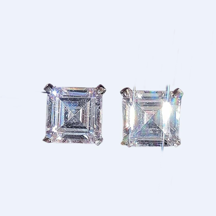 Classical Jewelry Stud Earring 925 Sterling Silver Emerlad Cubic Zircon CZ Diamond Gemstones Party Women Wedding Earring For Lover Gift