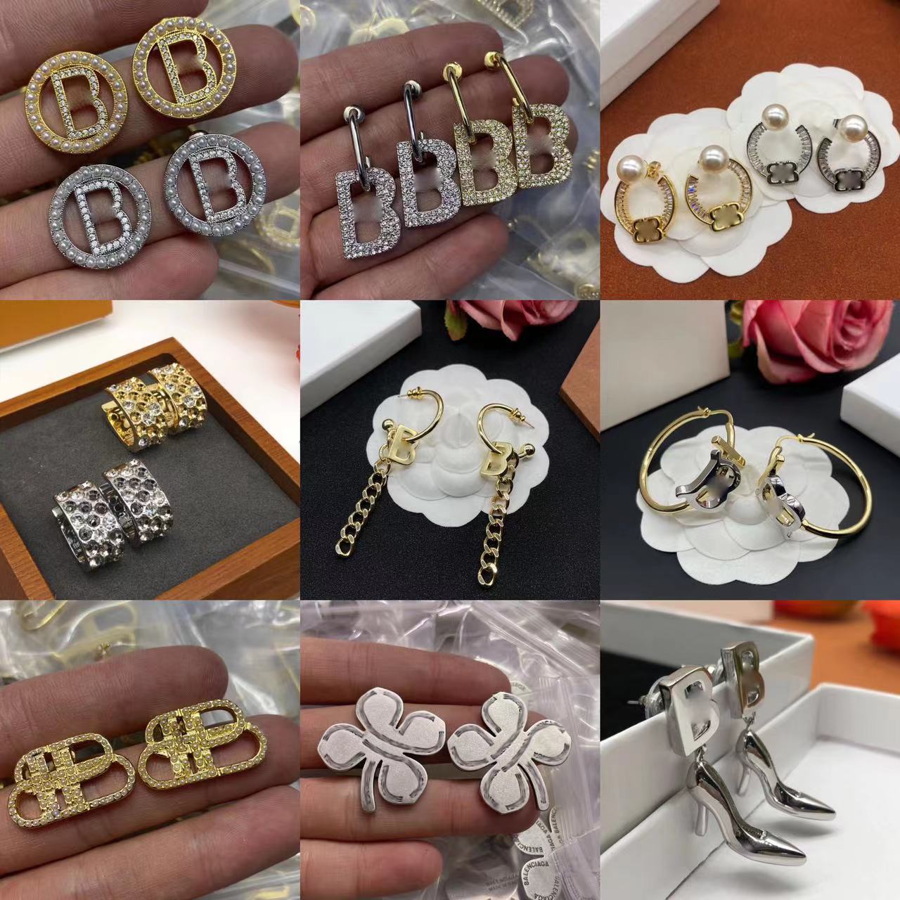 Classic Ladies New Designed Retro Brass Earrings Studs B Letters pearls pendants 18K gold plated Anti allergy women's Ear Clip Designer Jewelry
Classic Ladies New Designed Retro Brass Earrings Studs B Letters pearls pendants 18K gold plated Anti allergy women's Ear Clip Designer Jewelry
