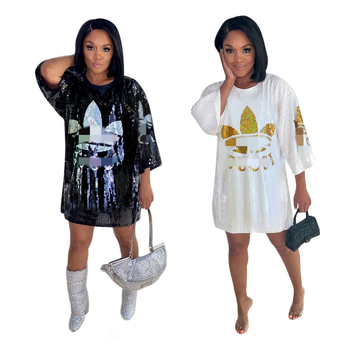 2023 Spring Bling Sequins Dresses Women Designer Crew Neck Hip Top Tunic Dress Ship, White
2023 Spring Bling Sequins Dresses Women Designer Crew Neck Hip Top Tunic Dress Ship, White