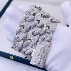 necklace moissanite chain White Gold Silver 925 20mm Mariner Link Iced Out Hip Hop Men Rapper Jewelry Custom Name Lock Moissanite Chain