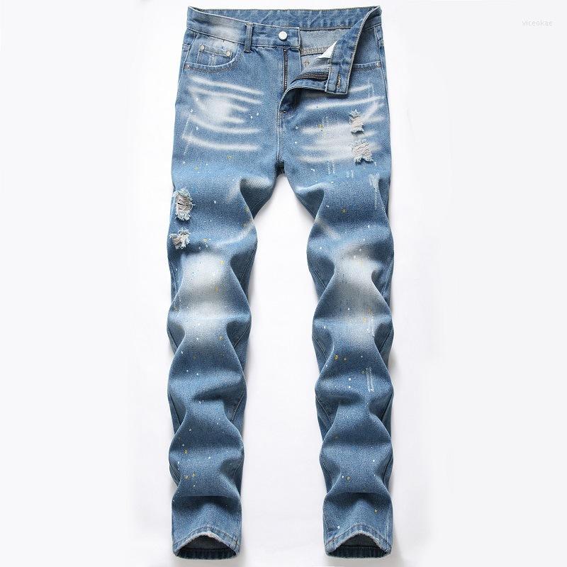 Men's Jeans Men Spring Autumn Slim Fit Pants Retro Blue Fashion Splash Ink Desinger Mens Casual Denim Pantalones De Hombre, M915
Men's Jeans Men Spring Autumn Slim Fit Pants Retro Blue Fashion Splash Ink Desinger Mens Casual Denim Pantalones De Hombre, M915