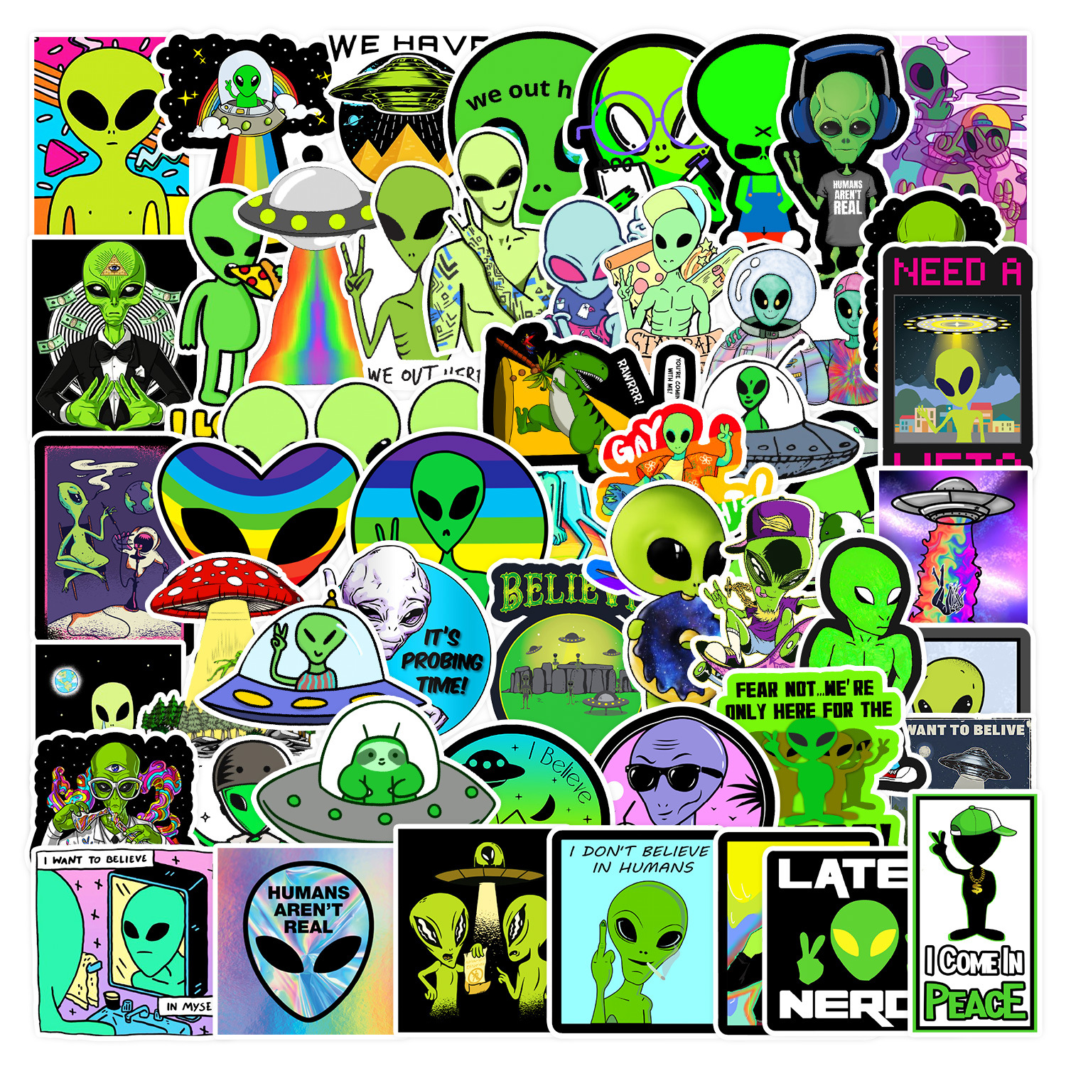 50Pcs/Bag Alien Cartoon Sticker Computer Notebook Water Cup Waterproof Hand Curtain Decoration Toy Wholesale
50Pcs/Bag Alien Cartoon Sticker Computer Notebook Water Cup Waterproof Hand Curtain Decoration Toy Wholesale