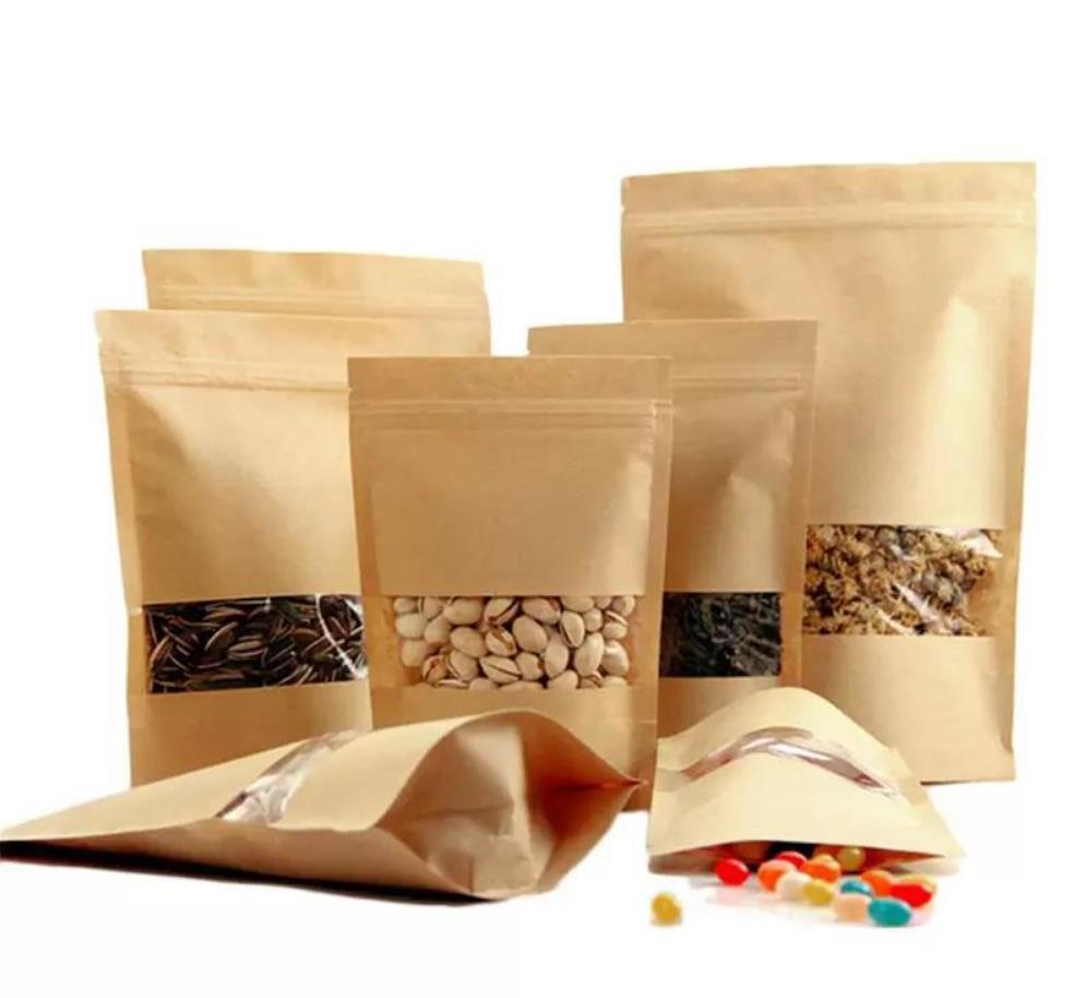 100 pcs/lot Kraft Paper Bag Zipper Stand up Food Moisture-proof Bags Reusable Sealing Pouches with Transparent Window Bags
100 pcs/lot Kraft Paper Bag Zipper Stand up Food Moisture-proof Bags Reusable Sealing Pouches with Transparent Window Bags