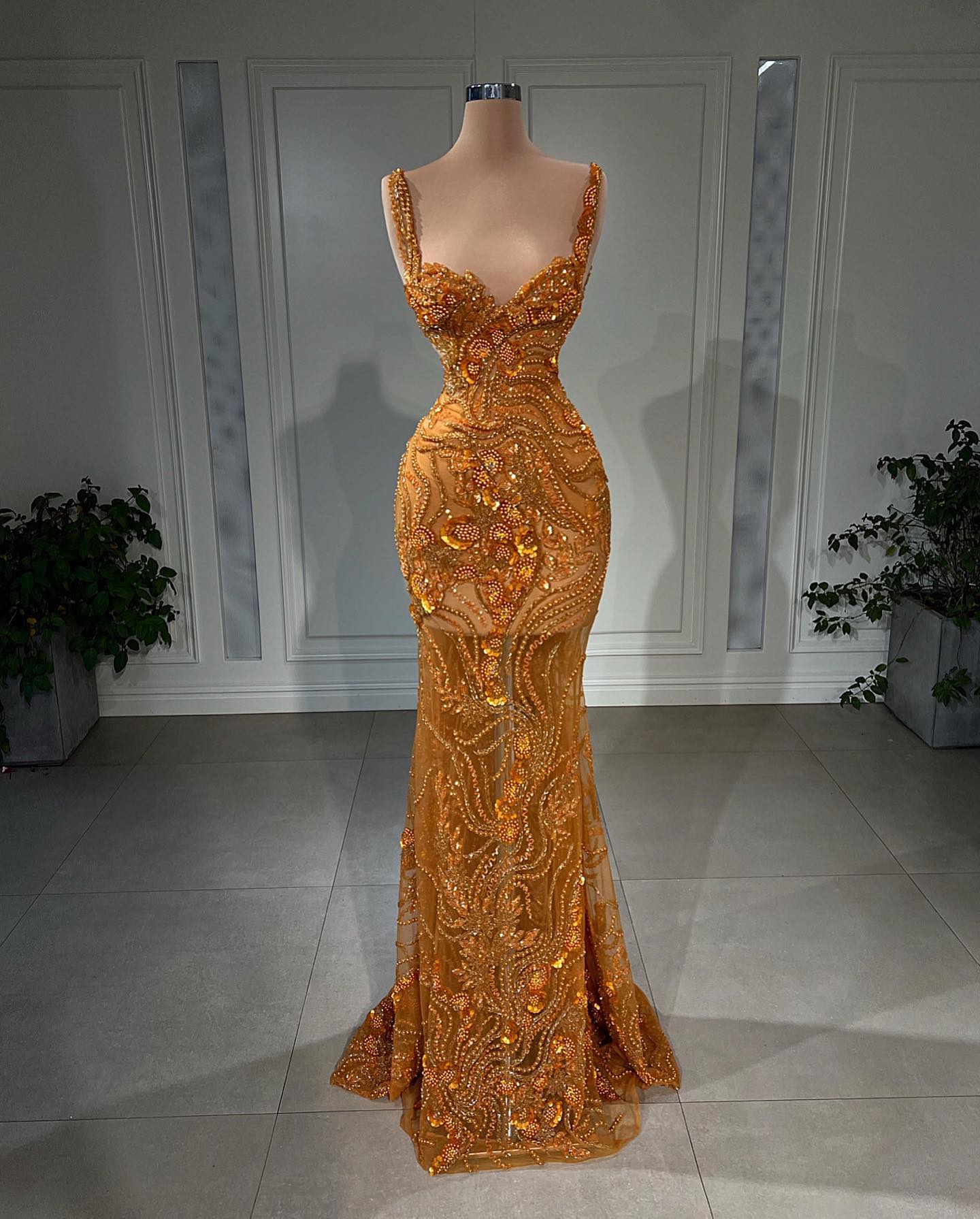 Saudi Arabic Beads Mermaid Evening Dress Sexy Spaghetti Strap Lace Appliques Prom Gowns Custom Made Special Occasion Dresses