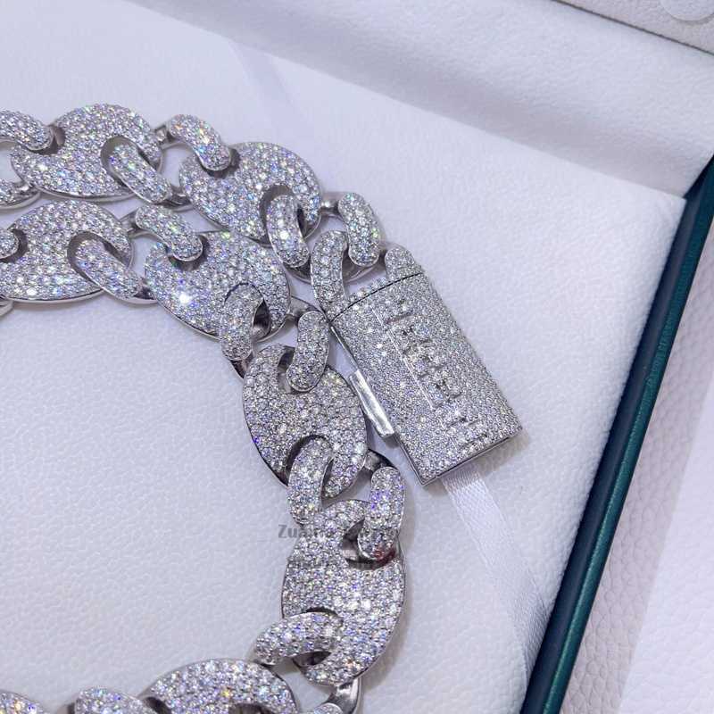 necklace moissanite chain White Gold Silver 925 20mm Mariner Link Iced Out Hip Hop Men Rapper Jewelry Custom Name Lock Moissanite Chain