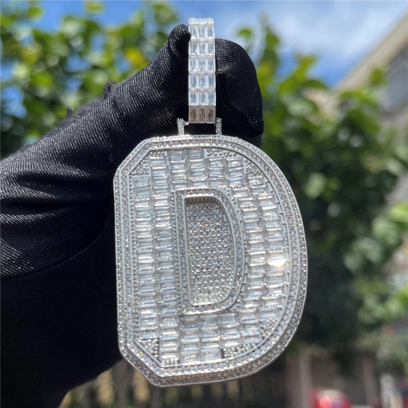 AZ Custom Name Necklace Jewelry Gold Plated CZ Letter Pendant Necklace with 3MM 24INCH Rope Chain for Men Women
