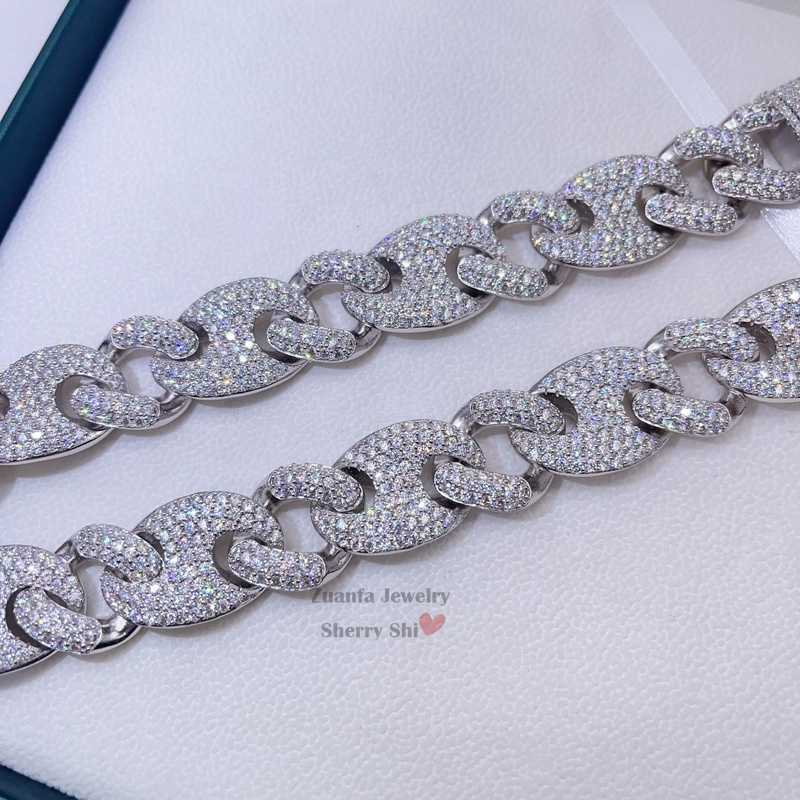 necklace moissanite chain White Gold Silver 925 20mm Mariner Link Iced Out Hip Hop Men Rapper Jewelry Custom Name Lock Moissanite Chain