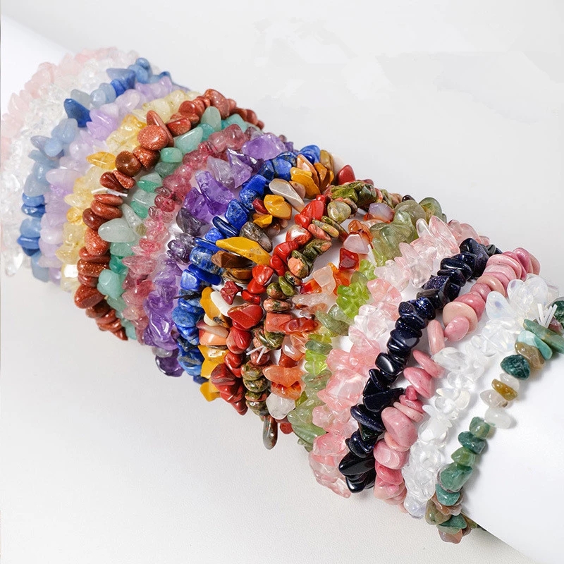 Natural Gem Stone Bracelet Irregular Fluorite Crystal Stretch Chip beads Nuggets Bracelets Bangles Quartz Wristband For Women