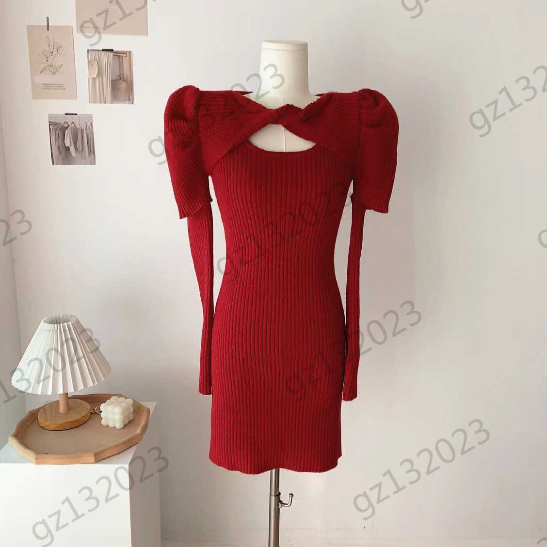 Casual Dresses Womens Designer Dress Fake Two Piece Puffy Sleeve Hollow Out Design Knitted Dress Pure Color Collect Waist Tight Slimming Maxiskit Women Apparel, 12
Casual Dresses Womens Designer Dress Fake Two Piece Puffy Sleeve Hollow Out Design Knitted Dress Pure Color Collect Waist Tight Slimming Maxiskit Women Apparel, 12