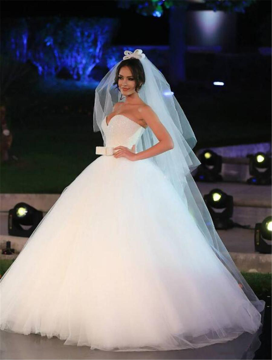 Strapless Sequin Bodice Ball Gowns Princess Wedding Dress Beautiful Brides Dress Wedding Gowns For Spring Summer