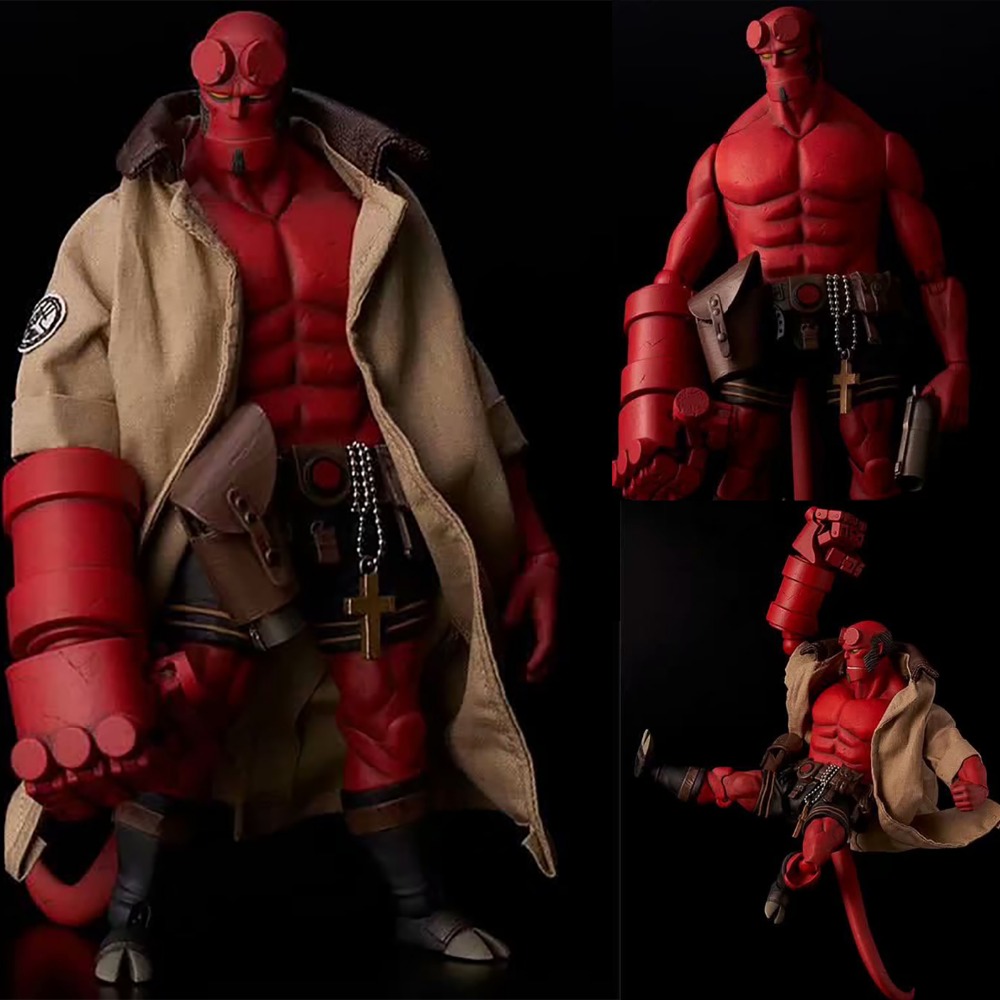 Decompression Toy Real Clothes Can be Undress Mezco Hellboy Action Figure Model Toy Doll Christmas Gift 6 inch