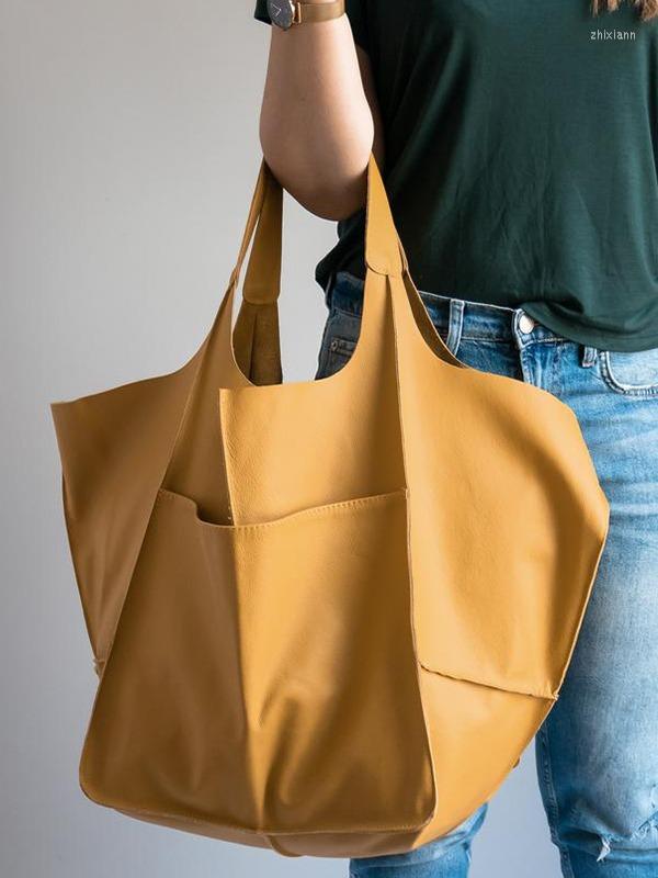 Free Shipping Evening Bags Casual Soft Large Capacity Tote Women Handbags Aged Metal Look Leather Shoulder Bag Retro Big Shopper Clutch