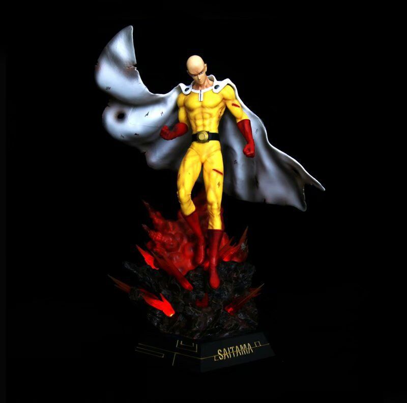 Decompression Toy Anime One Punch Man Saitama Led Light PVC ActIon Figure Japanese Anime Model Collectible Statue Toy Doll Gifts 43cm