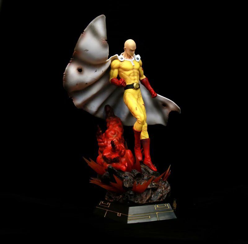 Decompression Toy Anime One Punch Man Saitama Led Light PVC ActIon Figure Japanese Anime Model Collectible Statue Toy Doll Gifts 43cm