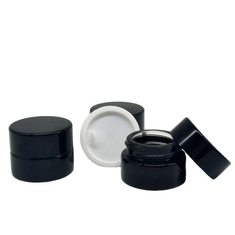 wholesale 5ml UV Protection Black Tempered Glass Jar Bottle Food Grade Non Stick No Leak Wax Dab Extracts Concentrate Container