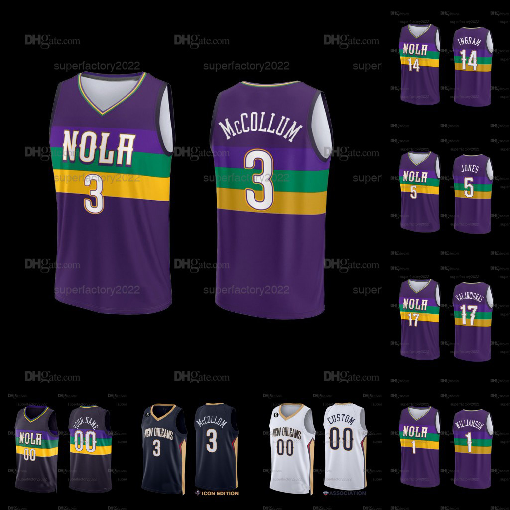 C.J. McCollum 3 Pelicans 2022-23 City Edition Jersey Brandon 14 Ingram Herbert 5 Jones Zion 1 Williamson Jonas 17 Valanciunas, Purple
C.J. McCollum 3 Pelicans 2022-23 City Edition Jersey Brandon 14 Ingram Herbert 5 Jones Zion 1 Williamson Jonas 17 Valanciunas, Purple
