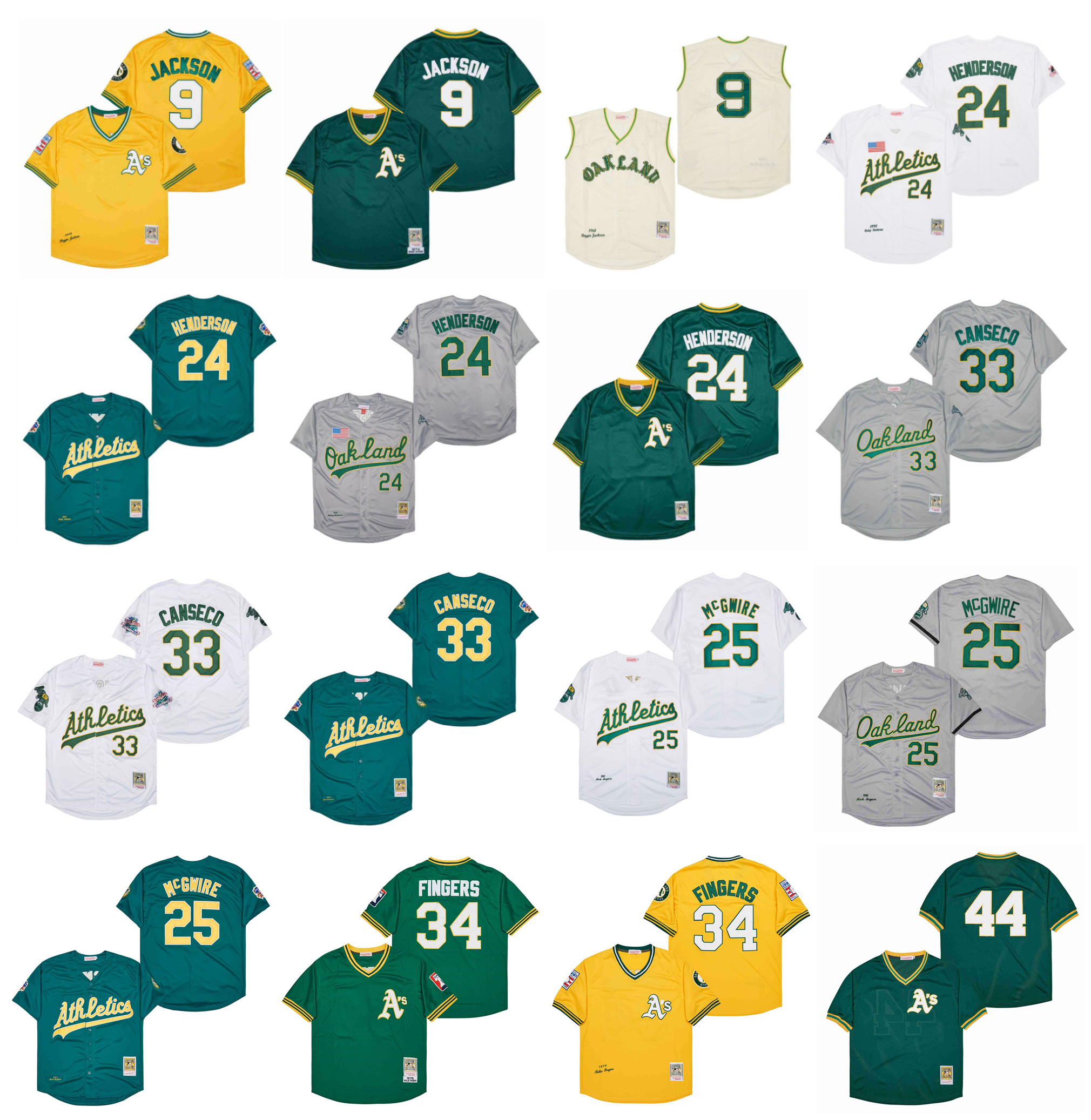 Mitchell and Ness Throwback Athletics 24 Rickey Henderson Baseball Jersey 9 Reggie Jackson Mark 25 McGwire 33 Jose Canseco 34 Rollie Fingers 44 Reggie Jackson, As pic
Mitchell and Ness Throwback Athletics 24 Rickey Henderson Baseball Jersey 9 Reggie Jackson Mark 25 McGwire 33 Jose Canseco 34 Rollie Fingers 44 Reggie Jackson, As pic